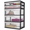 Plastic 5 Drawer Wide Tower Black