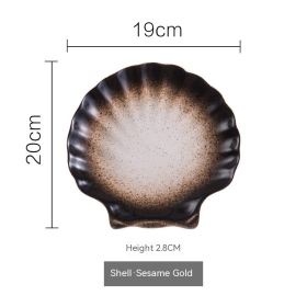 Japanese Retro Tableware Ceramic Creative Irregular (Option: Shell Dish Sesame)